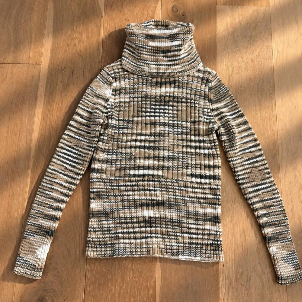 VTG 90s GAP Space Dye Cotton Turtleneck Sweater Earthy Boho Size Small